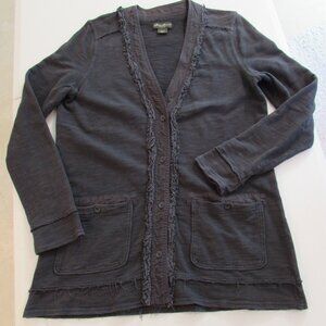 Eddie Bauer 100% Cotton Grey Cardigan Large